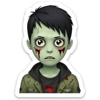 emo zombie boy with black hair sticker