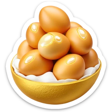 3D rendered authentic Hong Kong egg puffs (港式鸡蛋仔) with golden egg-shaped bubbles, perfect crispy exterior, hyper-realistic texture, glossy finish, soft lighting, traditional hexagonal pattern sticker