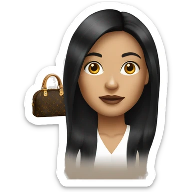 Woman with long black hair Louis Vuitton bag  sticker