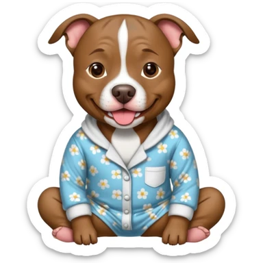 a brindle pit bull wearing comfy pajamas sticker