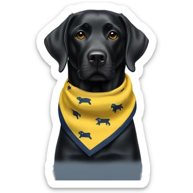 Black Labrador wearing Michigan color bandana sticker