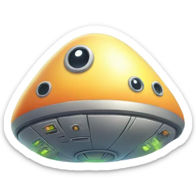 A cute alien spaceship with glowing rainbow beams sticker
