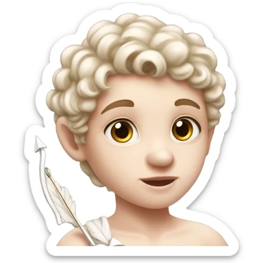 Realistic pale Cupid holding his heart arrow and bow sticker