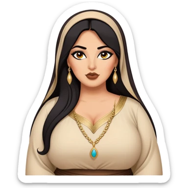 big plus size, arab, long dark hair, arab clothes, baddie,pretty, makeup, lipgloss, black eyeliner, sticker
