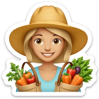 Shopper with veggie tote,Farmers’ Market. sticker