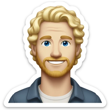 full body light curl blonde 30yo man blue eyed pale skin sticker