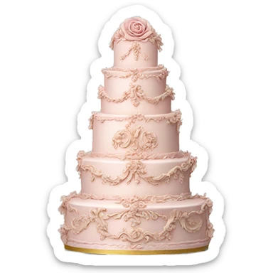 vintage highly detailed rococo pale pink wedding cake sticker