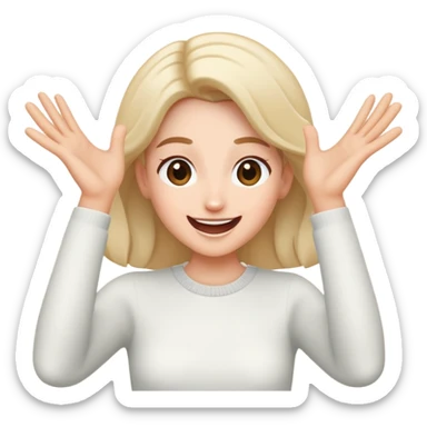 Very excited and happy and with hands like ‘yesss’ sticker