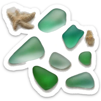 Seaglass pieces on the beach  sticker