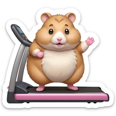 fat hamster big belly trying to run on treadmill  sticker