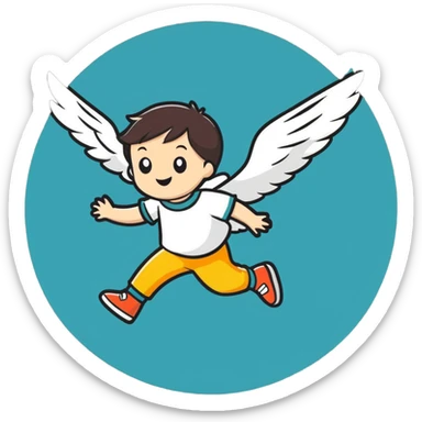 Kid flying sticker