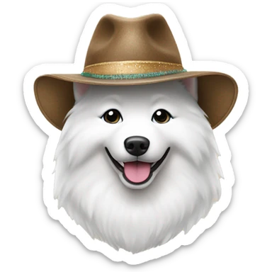 Samoyed dog wearing a hat sticker
