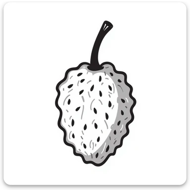 hand-drawn lychee fruit with stem and textured skin sticker
