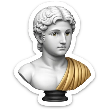 White marble Apollo statue bust  sticker