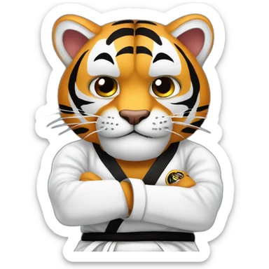 Tiger with evil face   jiu jitsu with his arms crossed sticker