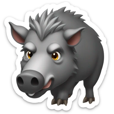 A serious wild ferocious grey boar sticker