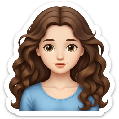 Girl wavy 2c, long and brunette pretty  sticker