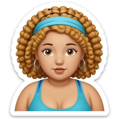 curly fat girl with headband, sportsy sticker