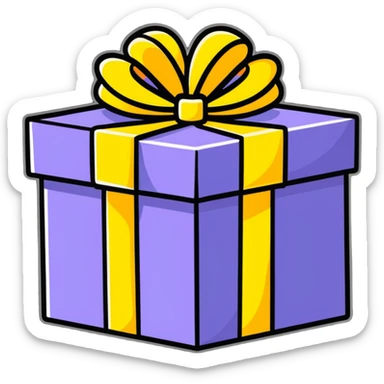 gift box with points inside, cartoonish sticker style sticker