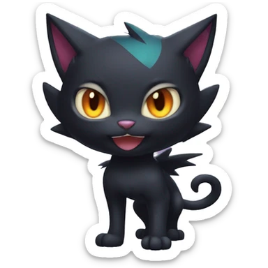 Cool Cute Edgy Black Dark Chibi Cat-Noibat-Noivern-Litten-Pokémon-Fakémon-hybrid sticker