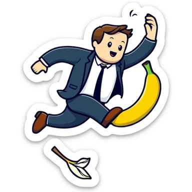 JD Vance stepping on a banana peel and falling backwards sticker