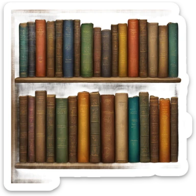 Cozy bookshelf with vintage books sticker