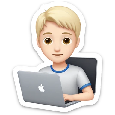 Pupil of online school on a laptop (satisfied) sticker