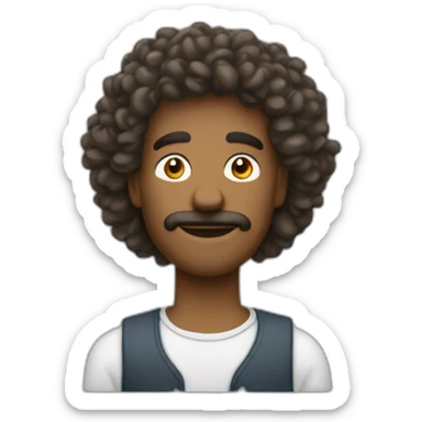 Homme métisse cheveux longs bouclé sticker