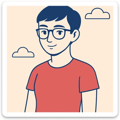 Change the shirt color to red, keep everything else the same, in a style suitable for editing. sticker