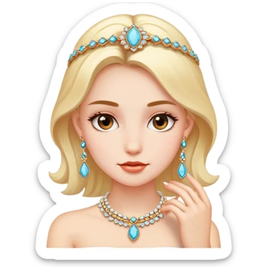 realistic portrait of girl with jewelry sticker