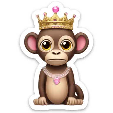 Monkey in pink tutu and tiara  sticker