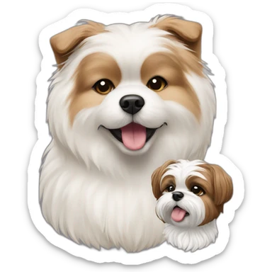 Samoyed dog and shih tzu dog playing sticker