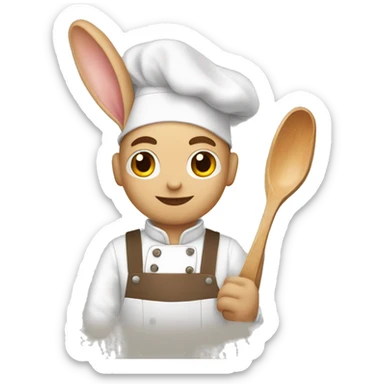 Homme blanc brun qui cuisine un lapin sticker
