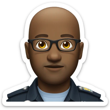 Black bald man with glasses police  sticker