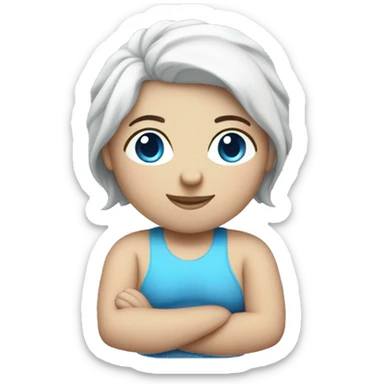 white chubby yoga instructor with blue hair sticker
