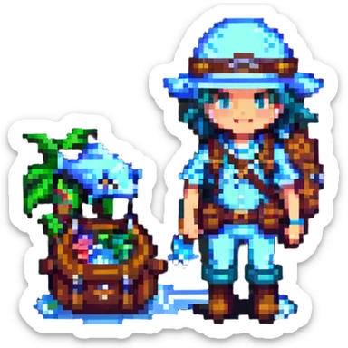 water-type adventurer with aquatic accessories sticker