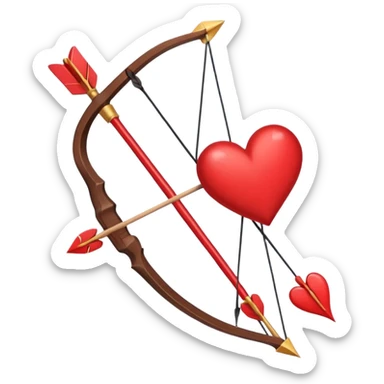 red bow and arrow with hearts sticker