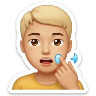 a person sweating and blushing while biting their cheek sticker