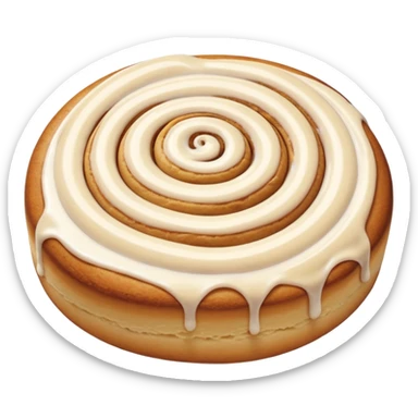 a cinnamon roll single layer cookie with only 2 swirls and full glaze sticker