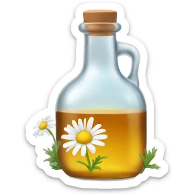 glass bottle with chamomile tea sticker