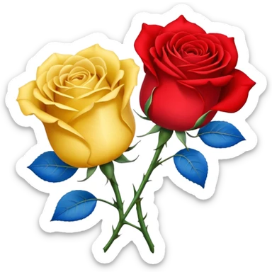 One Yellow 🌹 and one blue flower 🌹 on with red band  sticker