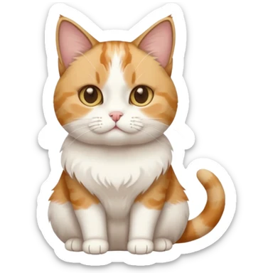 full body calico tabby + white cat with tiny head and fat body sticker