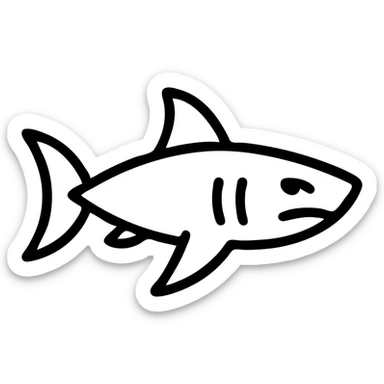 shark icon, clean and simple, minimal details, bold lines, modern icon style sticker