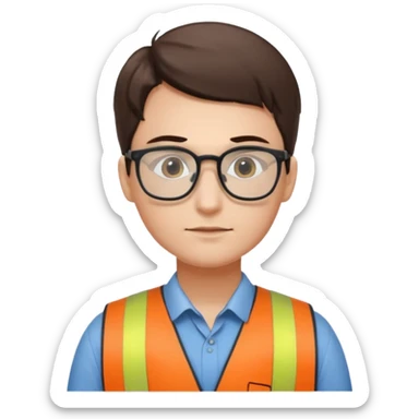 create a realistic emoji showing logistic person planing something sticker
