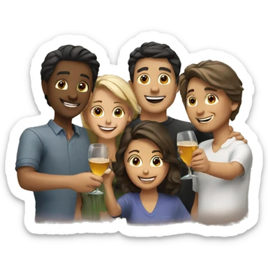 a group of friends toasting sticker