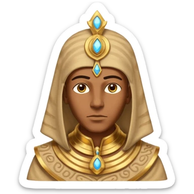 ancient pharaoh sand mage portrait, head and shoulders only, Egyptian-inspired hood collar, gold ornaments, mystical sand swirl, glowing eyes, 3D cartoon, mobile game icon style, clean background, no text, no watermark
 sticker