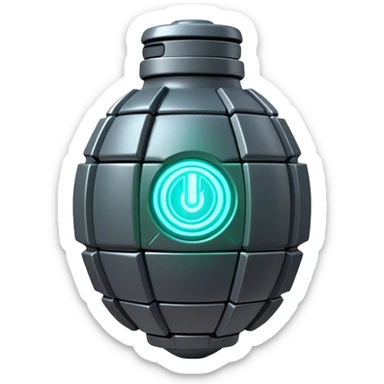 Clash of Clans aesthetic: Cinematic Playful 3D Isometric Plasma Grenade Emoji, rendered in a 3D vector-style similar to standard emojis with minimal shading and bold, simplified shapes. A compact, distinct form with signature details, softly glowing with a futuristic sci-fi warfare charm. Simplified yet unmistakably iconic, highly detailed and consistent, glowing with a soft radiance and high shine. Stylized with a touch of high-tech brilliance and a soft glowing outline, capturing the essence of a beloved gaming relic with a friendly, playful manner! sticker