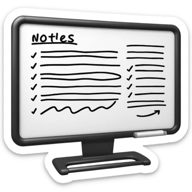 Whiteboard with wobbly lines indicating written notes sticker