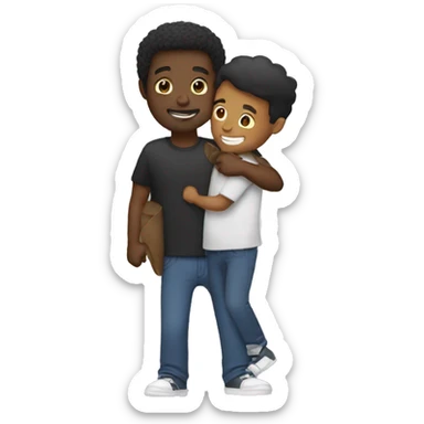 a black man carrying another black man sticker