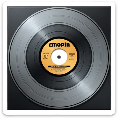 A dark metal platinum music award plaque The center features a relief of a or stylized vinyl record in a slightly darker metallic tone sticker